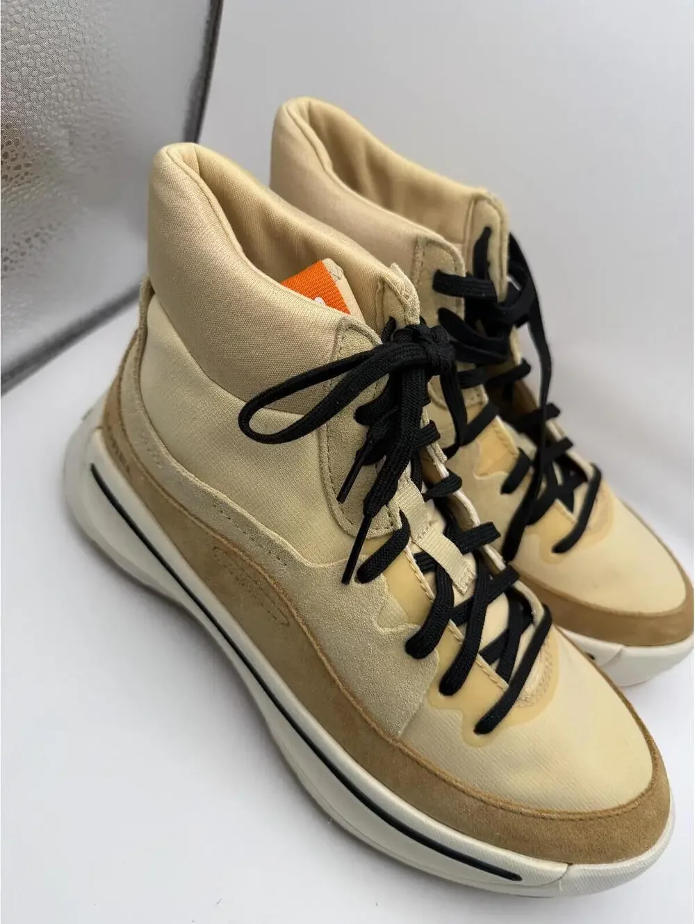 Sorel Beige Brown High-Top Sneakers Size 7 with Black Laces ONA 503 Mid Sneaker - Picture 7 of 11